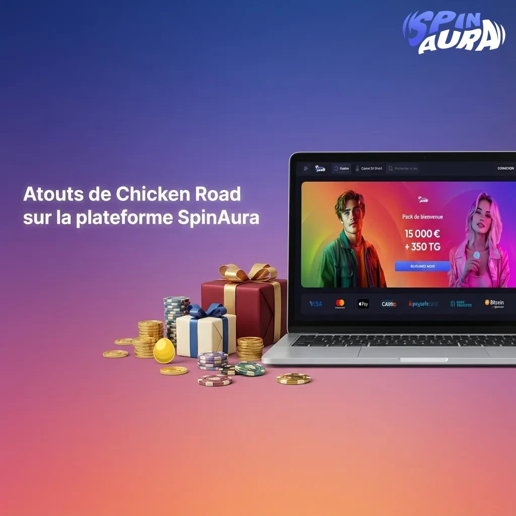Interface de jeu Chicken Road sur SpinAura, avec statistiques, historique, mode démo et chat en direct en français.