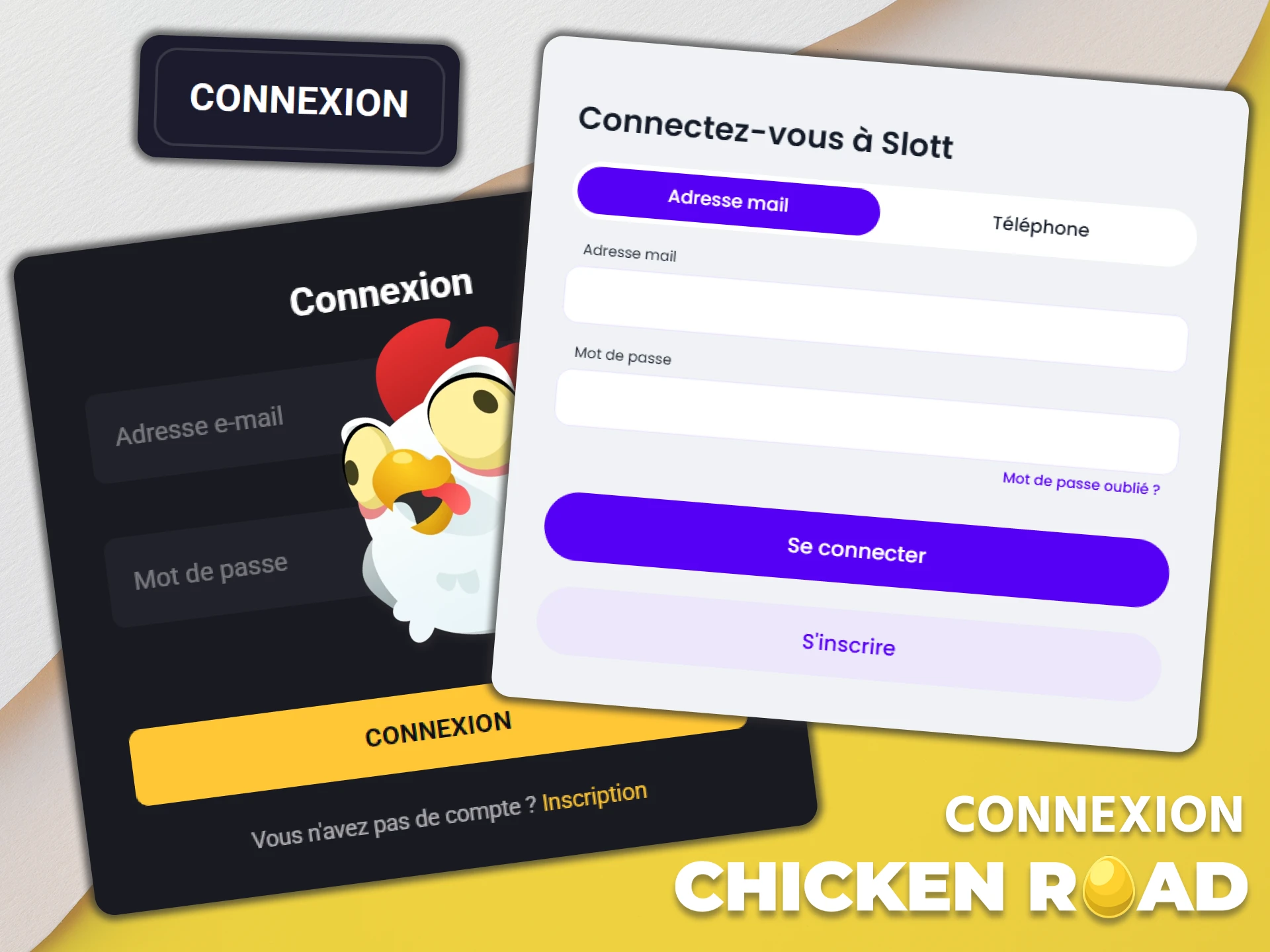 Connectez-vous avec vos identifiants pour jouer à Chicken Road.